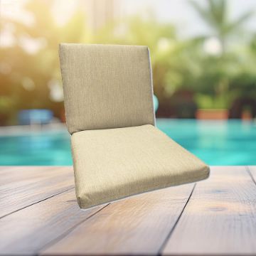 Sunbrella Canvas Antique Beige Universal Patio Chair Cushion With Ties