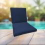 Sunbrella Canvas Navy Universal Patio Chair Cushion With Ties