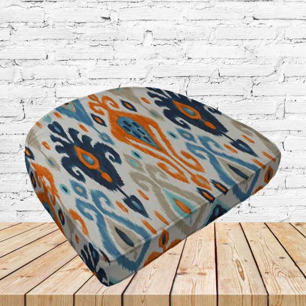 Richloom Solarium Paso Azure Boxed Patio Contoured Dining Chair Seat Cushions –Wicker Chair Cushions