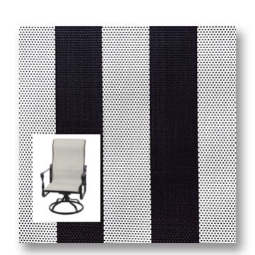 Twitchell Textilene Sunsure Black White Cafe Stripe Patio Chair Replacement Sling Fabric