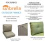 Cascadia Outdoor Cushions make custom outdoor patio furniture cushions for any style of patio furniture in Sunbrella Outdoor Fabrics. Center Seam Style Back Cushion. Optional Covered Button on Back Cushion.