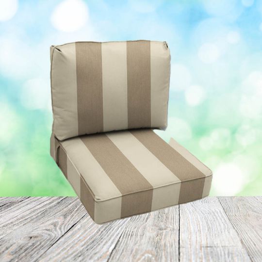 Deep Seating Patio Chair Cushions | Center Seam Style | Sunbrella