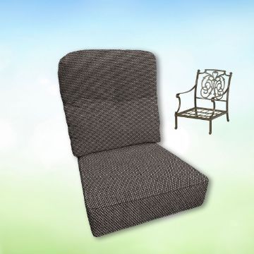 Sunbrella Blend Coal Hanamint Replacement Cushions Club Chair | Estate Back