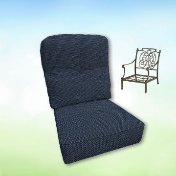 Sunbrella Blend Indigo Hanamint Replacement Cushions Club Chair | Estate Back
