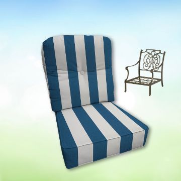 Sunbrella Cabana Regatta Hanamint Replacement Cushions Club Chair | Estate Back