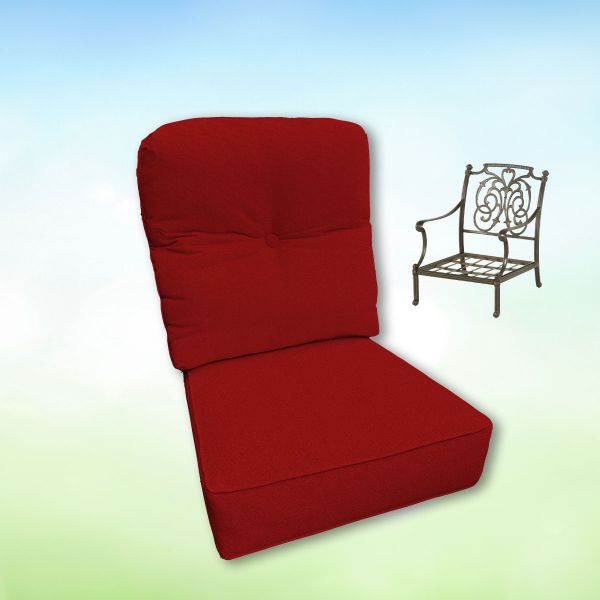 Sunbrella Canvas Jockey Red Hanamint Replacement Cushions Club Chair | Estate Back