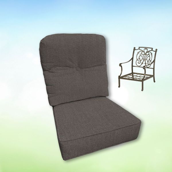 Sunbrella Canvas Charcoal Hanamint Replacement Cushions Club Chair | Estate Back