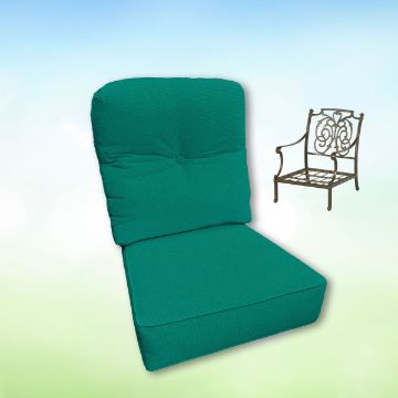 Sunbrella Canvas Teal Hanamint Replacement Cushions Club Chair | Estate Back