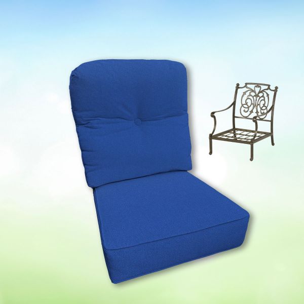Sunbrella Canvas True Blue Hanamint Replacement Cushions Club Chair | Estate Back