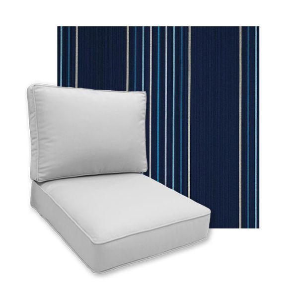 Sunbrella Viento Nautical Patio Chair Replacement Cushions