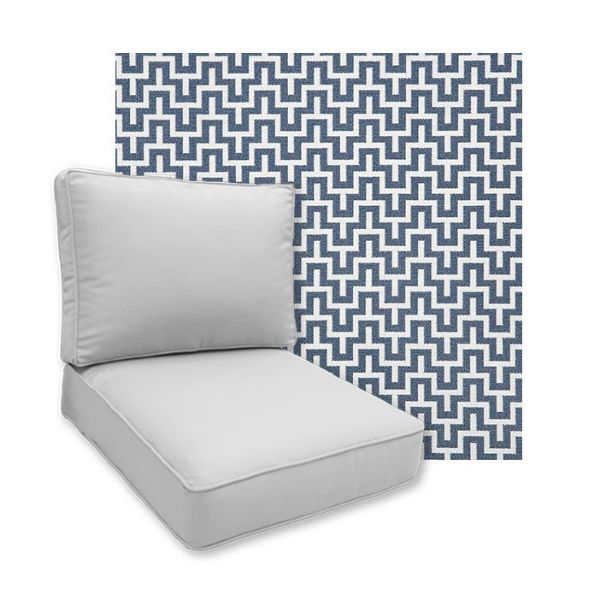 Sunbrella Underline Denim Patio Chair Replacement Cushions