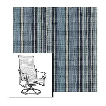 Phifertex Dakota Stripe Blueprint One-Piece Chair Sling | Custom Made To Fit | Custom Patio Sling Replacement
