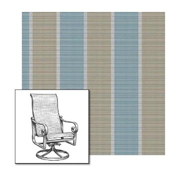 Phifer Fiji Stripe Morning Blue One-Piece Chair Sling | Custom Made To Fit | Custom Patio Sling Replacement