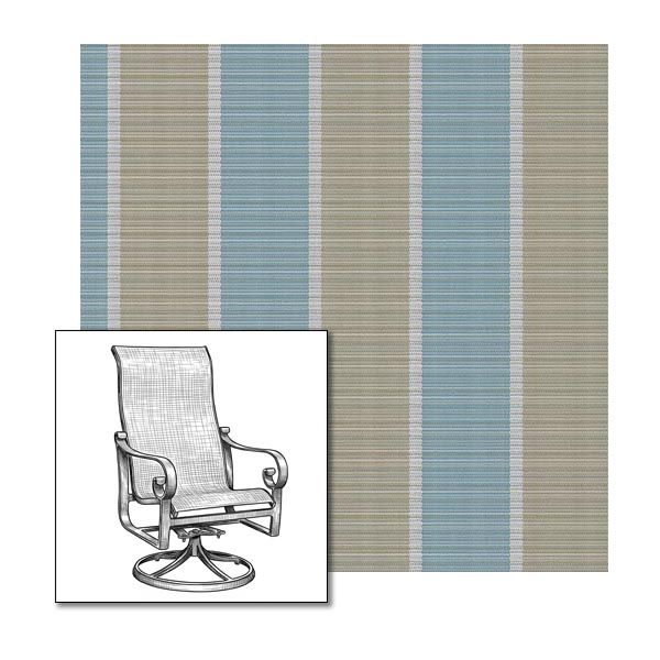 Phifer Fiji Stripe Morning Blue One-Piece Chair Sling | Custom Made To Fit | Custom Patio Sling Replacement