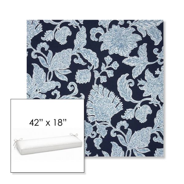 Picture of Floral Song Navy | Sunbrella® 42" x 18" Outdoor Bench Cushion
