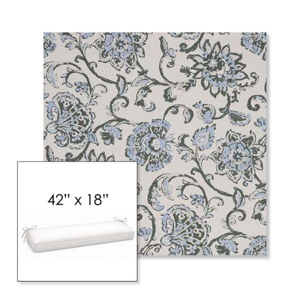 Picture of Martha Floral Periwinkle | Sunbrella® 42" x 18" Outdoor Bench Cushion