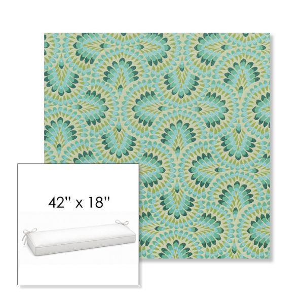 Picture of Plume Peacock | Sunbrella® 42" x 18" Outdoor Bench Cushion