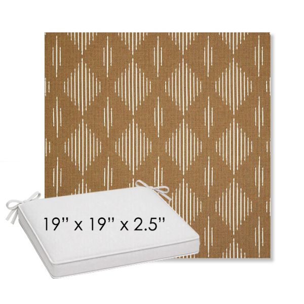 Picture of Spinner Diamond Teak | Sunbrella® 19" x 19" Outdoor Dining Cushion