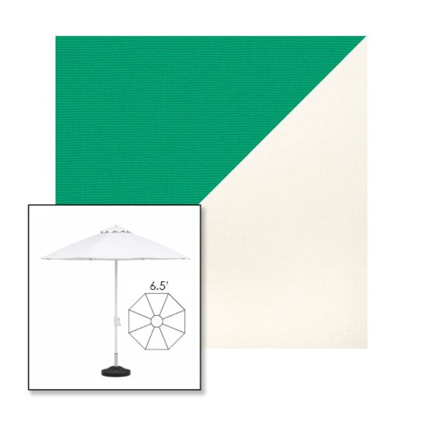 Picture of Erin Green White | 6.5' Fiberglass Patio Umbrella Sunbrella® Awning Fabric