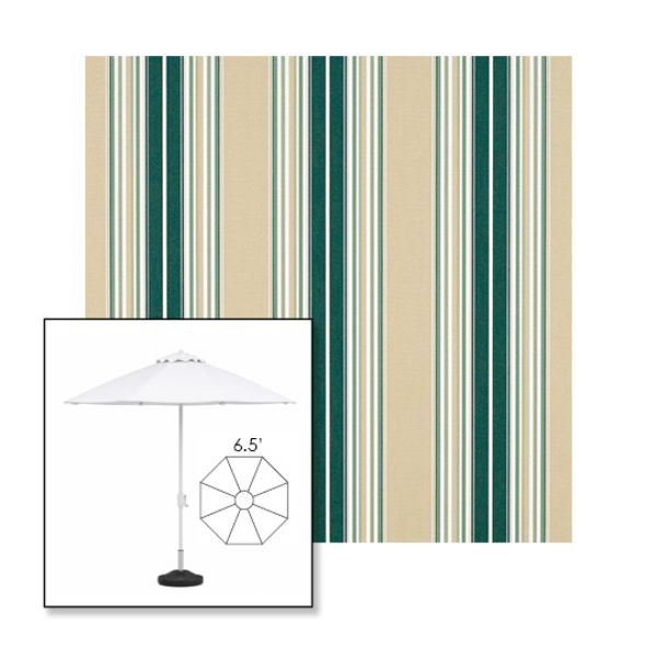 Picture of Forest Green Beige Natural Fancy | 6.5' Fiberglass Patio Umbrella Sunbrella® Awning Fabric
