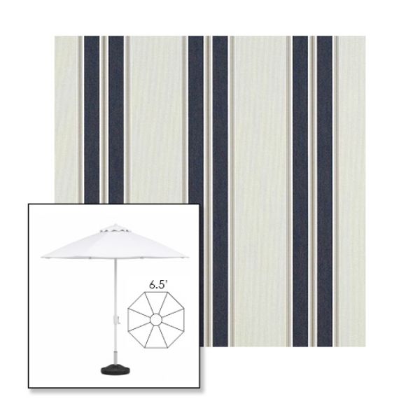 Picture of Navy Taupe Fancy | 6.5' Fiberglass Patio Umbrella Sunbrella® Awning Fabric