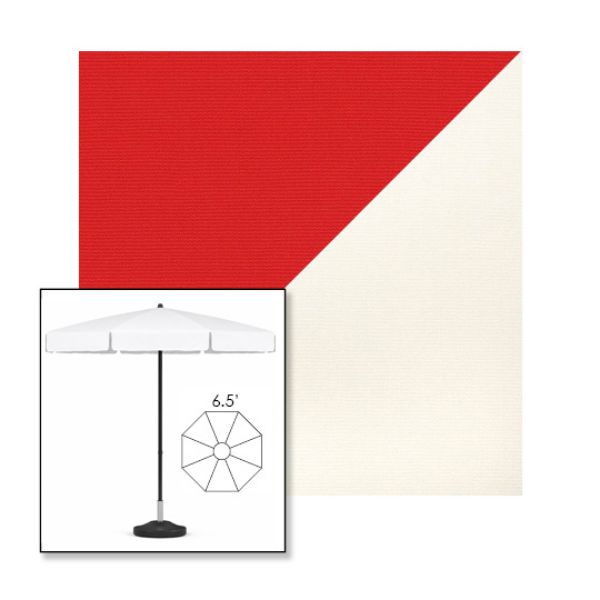 Picture of Logo Red White | 6.5' Fiberglass Patio Umbrella Sunbrella® Awning Fabric