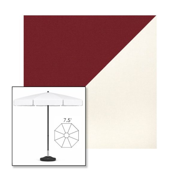 Picture of Burgundy White | 7.5' Fiberglass Patio Umbrella Sunbrella® Awning Fabric