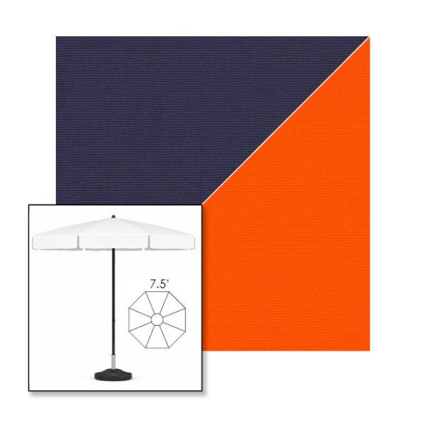 Picture of Captain Navy Orange | 7.5' Fiberglass Patio Umbrella Sunbrella® Awning Fabric
