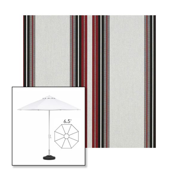 Picture of Burgundy Black White | 6.5' Fiberglass Market Umbrella Sunbrella® Awning Fabric