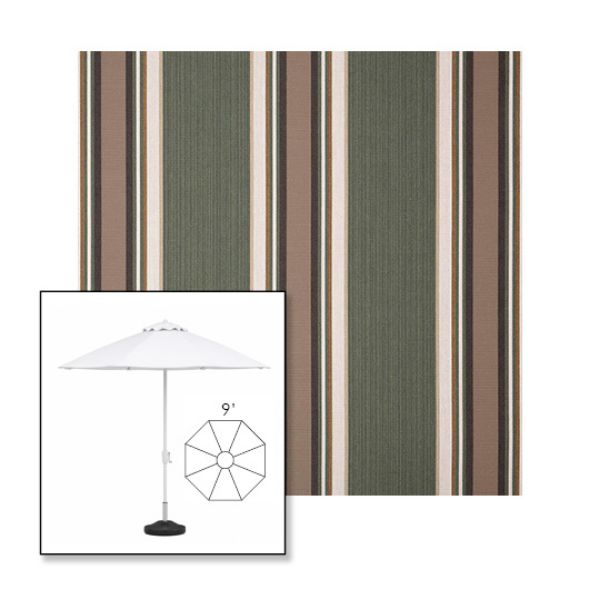 Picture of Emblem Fern | 9' Fiberglass Market Umbrella Sunbrella® Awning Fabric