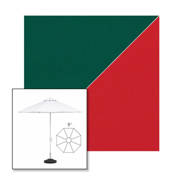 Picture of Forest Green Jockey Red | 9' Fiberglass Market Umbrella Sunbrella® Awning Fabric