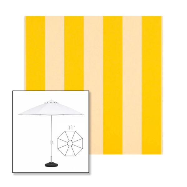 Picture of Beaufort Yellow White | 11' Fiberglass Market Umbrella Sunbrella® Awning Fabric