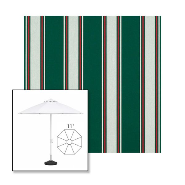 Picture of Forest Green Fancy | 11' Fiberglass Market Umbrella Sunbrella® Awning Fabric