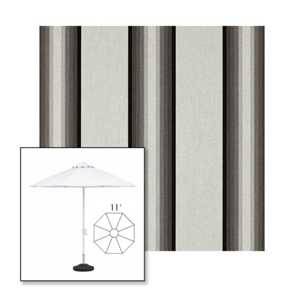 Picture of Grey Black White | 11' Fiberglass Market Umbrella Sunbrella® Awning Fabric