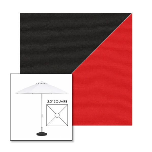 Picture of Black Logo Red | 5.5' Fiberglass Market Umbrella Sunbrella® Awning Fabric