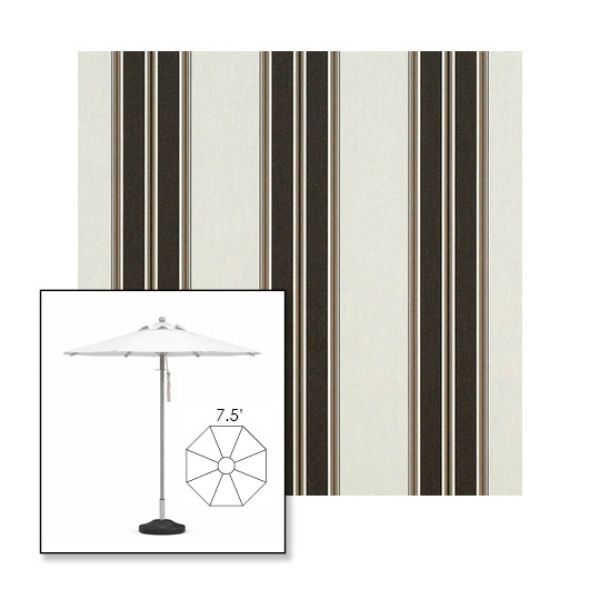 Picture of Black Taupe Fancy | 7.5' Heavy Duty Aluminum Market Umbrella Sunbrella® Awning Fabric