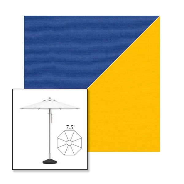 Picture of Mediterranean Blue Sunflower | 7.5' Heavy Duty Aluminum Market Umbrella Sunbrella® Awning Fabric