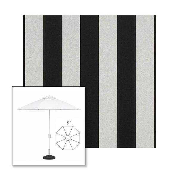 Picture of Beaufort Black White | 9' Heavy Duty Aluminum Market Umbrella Sunbrella® Awning Fabric