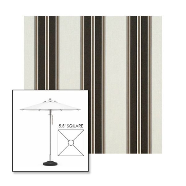 Picture of Black Taupe Fancy | 5.5' Square Heavy Duty Aluminum Market Umbrella Sunbrella® Awning Fabric