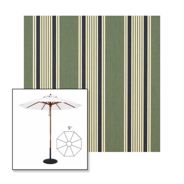 Picture of Ashford Forest | 9' Wood Frame Market Umbrella Sunbrella® Awning Fabric