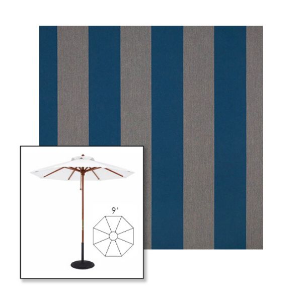 Picture of Beaufort Peacock | 9' Wood Frame Market Umbrella Sunbrella® Awning Fabric