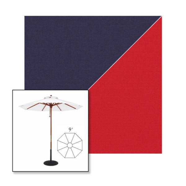 Picture of Captain Navy Jockey Red | 9' Wood Frame Market Umbrella Sunbrella® Awning Fabric