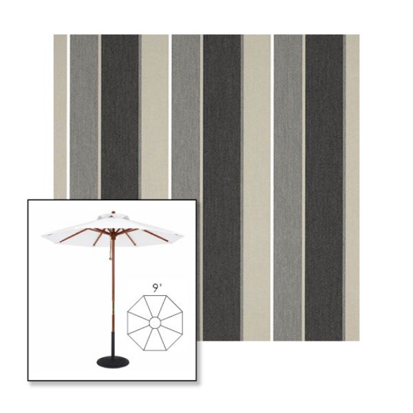 Picture of Clinton Granite | 9' Wood Frame Market Umbrella Sunbrella® Awning Fabric