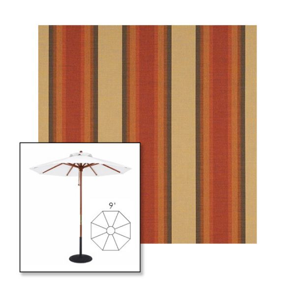 Picture of Colonnade Redwood | 9' Wood Frame Market Umbrella Sunbrella® Awning Fabric