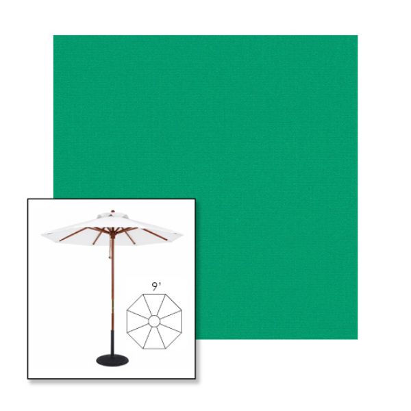 Picture of Erin Green | 9' Wood Frame Market Umbrella Sunbrella® Awning Fabric