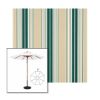 Picture of Forest Green Beige Natural Fancy | 9' Wood Frame Market Umbrella Sunbrella® Awning Fabric