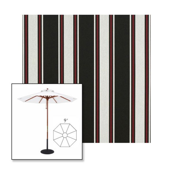 Picture of Hatteras Raven | 9' Wood Frame Market Umbrella Sunbrella® Awning Fabric