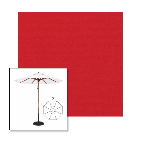 Picture of Jockey Red | 9' Wood Frame Market Umbrella Sunbrella® Awning Fabric