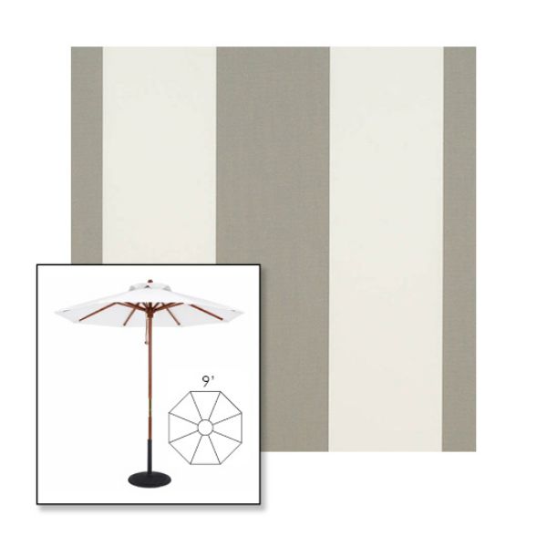 Picture of Manhattan Fog | 9' Wood Frame Market Umbrella Sunbrella® Awning Fabric
