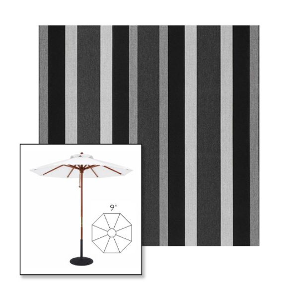 Picture of Marco Black | 9' Wood Frame Market Umbrella Sunbrella® Awning Fabric